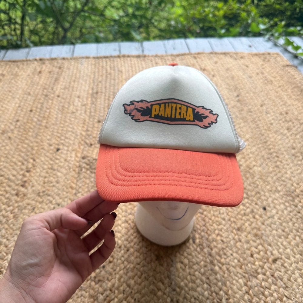 Cotton On Pantera Graphic Trucker Hat Orange Cream Mesh Snapback Band Cap